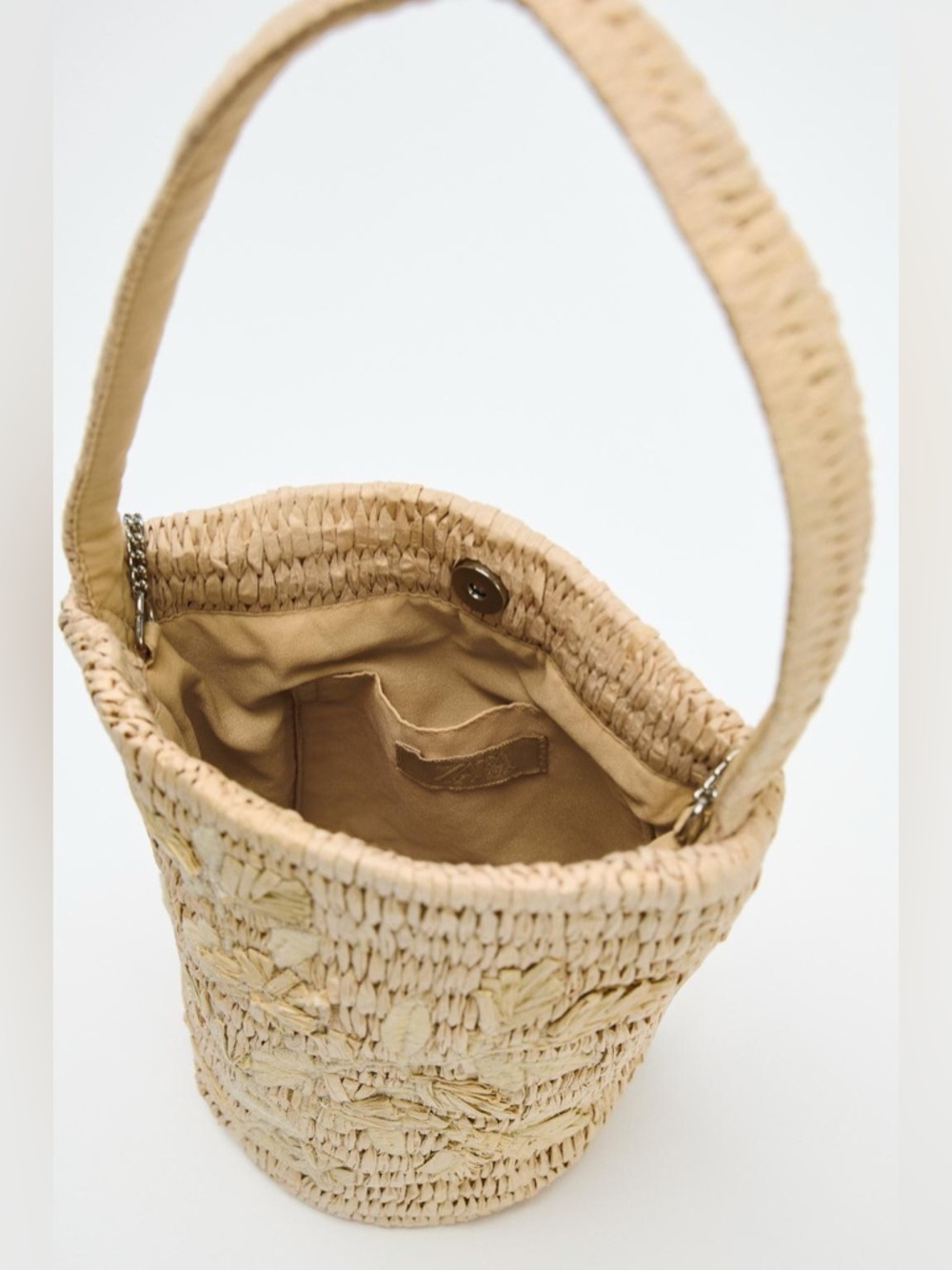 Zara Woven Straw Bucket Bag with Floral Embroidery - Picture 4 of 5